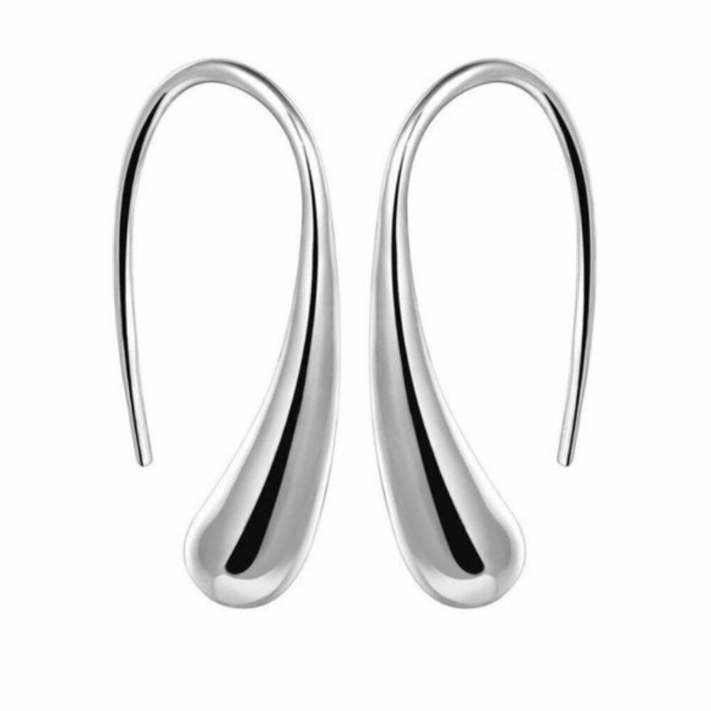 New Elegant 925 Silver Minimalist Abstract Water Tear Drop Earrings GIFT Box